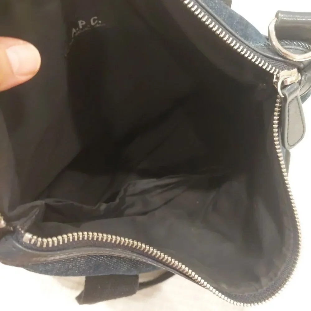 A.P.C. Rue Madame Paris Indigo Denim Multi Pocket Tote Bag No Shoulder Strap
